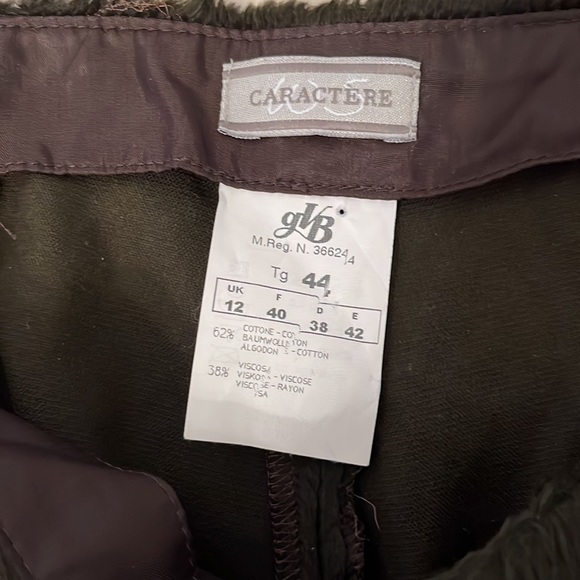 Caractère Dark Olive Green Crushed Velvet Pants, 44 IT, US 8 - Picture 4 of 5